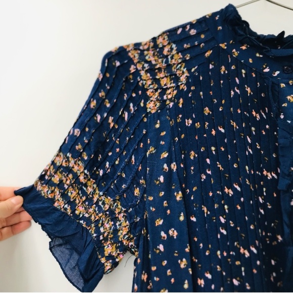 Free People Rare Feelings Maxi Floral Dress Navy Orange Size XS - Picture 3 of 12